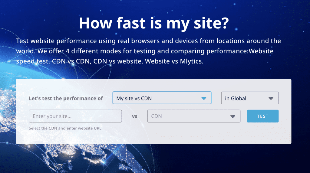 Mlytics Website & CDN Performance Testing Tool