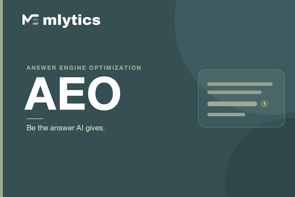 AEO (Answer Engine Optimization) concept banner — Mlytics