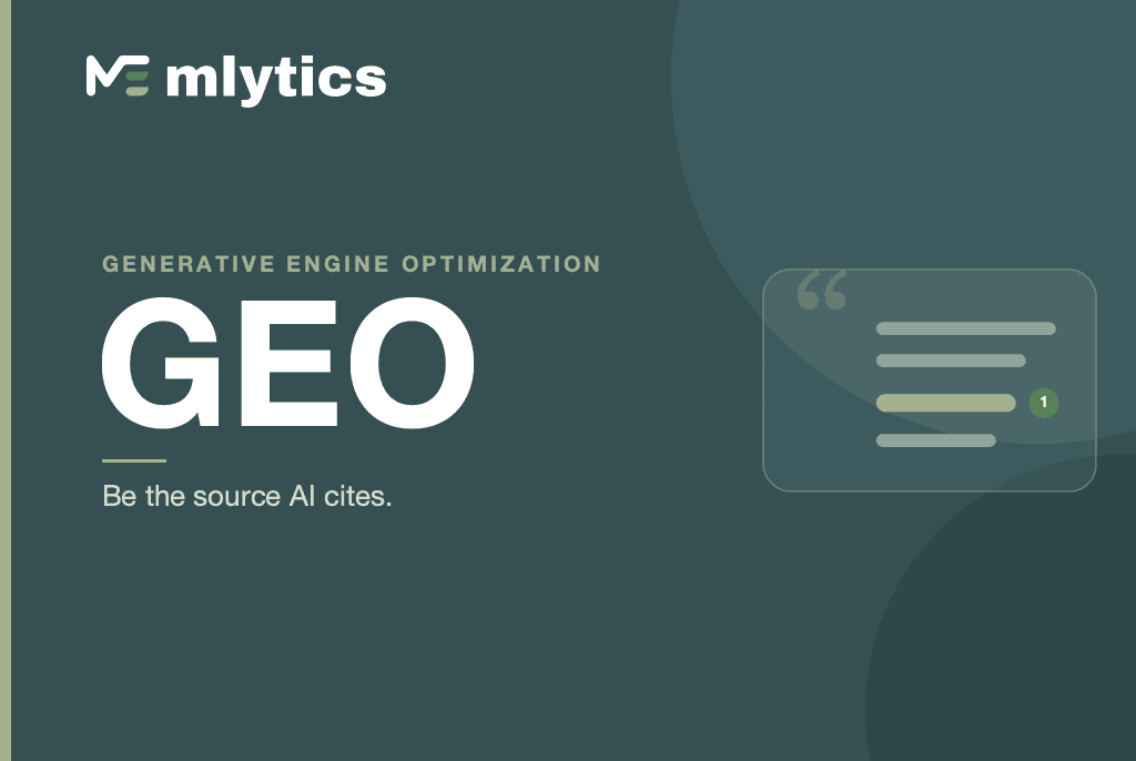 GEO (Generative Engine Optimization) concept banner — Mlytics